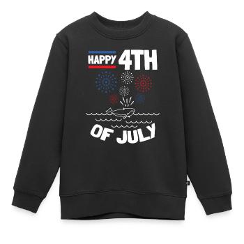 Joyeux 4 juillet Baleine 4 juillet bébé - Sweat Premium enfant bio - noir - Devant - AI Model Kid Female (0cm)