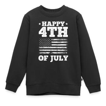 Joyeux 4 juillet Drapeau américain 4 juillet américain - Sweat Premium enfant bio - noir - Devant - AI Model Kid Female (0cm)