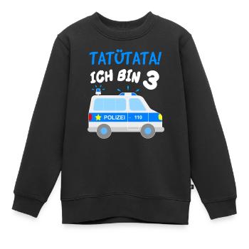 Polizeiauto 3. Geburtstag Polizei 3 Jahre Jungen - Kinder Premium Organic Sweatshirt - Schwarz - Vorne - AI Model Kid Female (0cm)