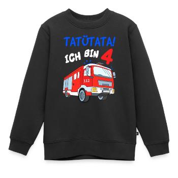 Tatütata Ich bin 4 Jahre Feuerwehr 4. Geburtstag - Kinder Premium Organic Sweatshirt - Schwarz - Vorne - AI Model Kid Female (0cm)