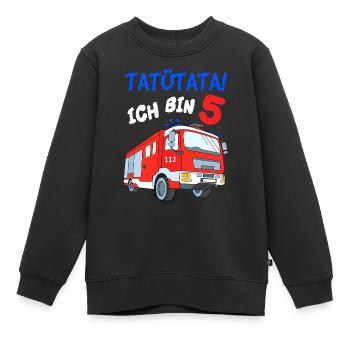 Tatütata Ich bin 5 Feuerwehrauto 5. Geburtstag - Kinder Premium Organic Sweatshirt - Schwarz - Vorne - AI Model Kid Female (0cm)