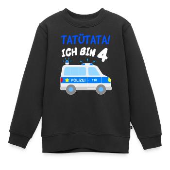 4 Jahre Polizeiauto Blaulicht Geburtstag Polizei - Kinder Premium Organic Sweatshirt - Schwarz - Vorne - AI Model Kid Female (0cm)