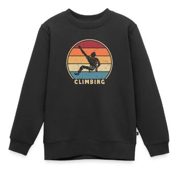 Retro Climbing Bouldern Sportklettern - Kinder Premium Organic Sweatshirt - Schwarz - Vorne - AI Model Kid Female (0cm)