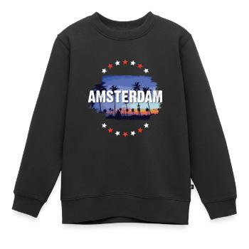 Amsterdam - Kinder Premium Organic Sweatshirt - Schwarz - Vorne - AI Model Kid Female (0cm)