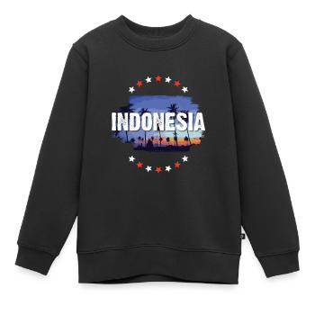 Indonésie - Sweat Premium enfant bio - noir - Devant - AI Model Kid Female (0cm)