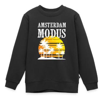 Amsterdam Mode - Sweat Premium enfant bio - noir - Devant - AI Model Kid Female (0cm)