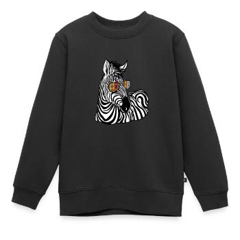 Zebra Geschenk Schwarz-weiß Safari Savanne Steppe - Kinder Premium Organic Sweatshirt - Schwarz - Vorne - AI Model Kid Female (0cm)