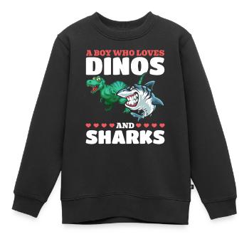 Dinosaurier Great White Shark Ein Junge, der Dinos - Kinder Premium Organic Sweatshirt - Schwarz - Vorne - AI Model Kid Female (0cm)