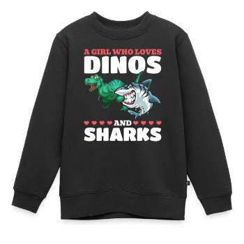 Dinosaurier Great White Shark Ein Mädchen, das - Kinder Premium Organic Sweatshirt - Schwarz - Vorne - AI Model Kid Female (0cm)