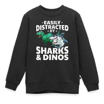 Great White Shark Dino Ich werde leicht von Haien - Kinder Premium Organic Sweatshirt - Schwarz - Vorne - AI Model Kid Female (0cm)