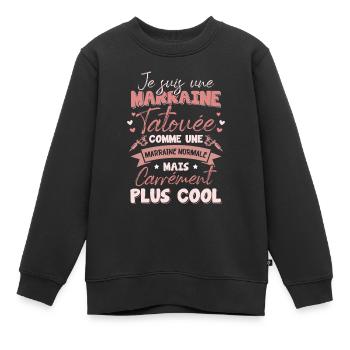 Patin tätowiert wie eine normale Patentante - Kinder Premium Organic Sweatshirt - Schwarz - Vorne - AI Model Kid Female (0cm)