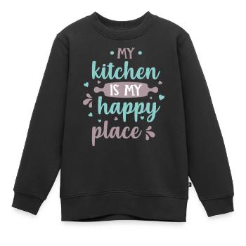 My Kitchen Is My Happy Place - Sweat Premium enfant bio - noir - Devant - AI Model Kid Female (0cm)