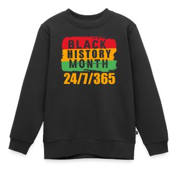 Mois de l’histoire des Noirs Histoire des Noirs Américain - Sweat Premium enfant bio - noir - Devant - AI Model Kid Female (0cm)
