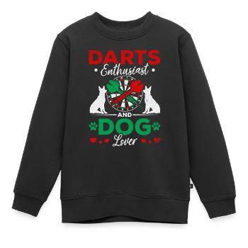 Passionné de jeux de fléchettes et amoureux des chiens - Sweat Premium enfant bio - noir - Devant - AI Model Kid Female (0cm)