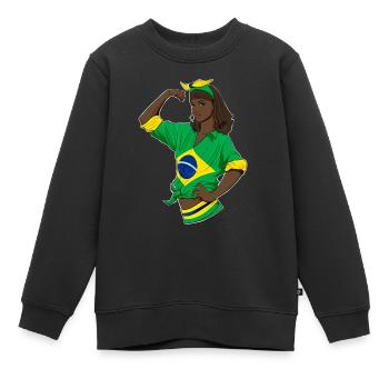 Fille brésilienne incassable I Héritage brésilien - Sweat Premium enfant bio - noir - Devant - AI Model Kid Female (0cm)