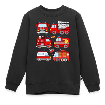 Camions de pompiers Enfants Tout-petits Voitures de pompiers - Sweat Premium enfant bio - noir - Devant - AI Model Kid Female (0cm)