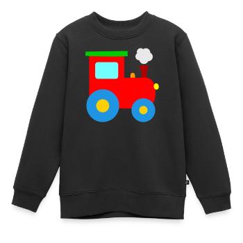 Dampflok Lokomotive - Kinder Premium Organic Sweatshirt - Schwarz - Vorne - AI Model Kid Female (0cm)
