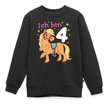 Freches Pony 4. Geburtstag Mädchen Pferd Reiten - Kinder Premium Organic Sweatshirt - Schwarz - Vorne - AI Model Kid Female (0cm)