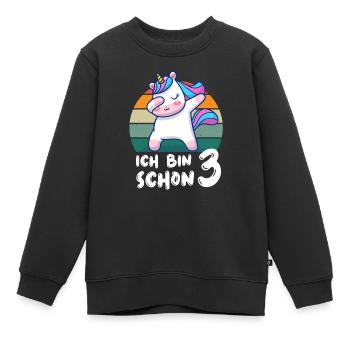 3 Jahre Einhorn 3 Geburtstag - Kinder Premium Organic Sweatshirt - Schwarz - Vorne - AI Model Kid Female (0cm)