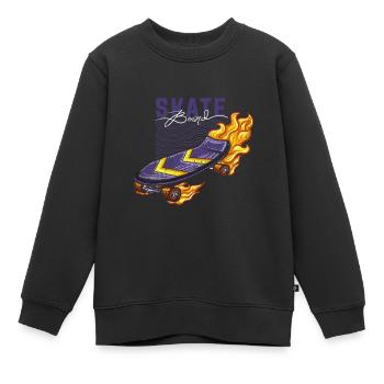 Skater Skateboard Cadeau Halfpipe Sk8 Ollie - Sweat Premium enfant bio - noir - Devant - AI Model Kid Female (0cm)