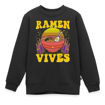 Ramen Vives - Sweat Premium enfant bio - noir - Devant - AI Model Kid Female (0cm)