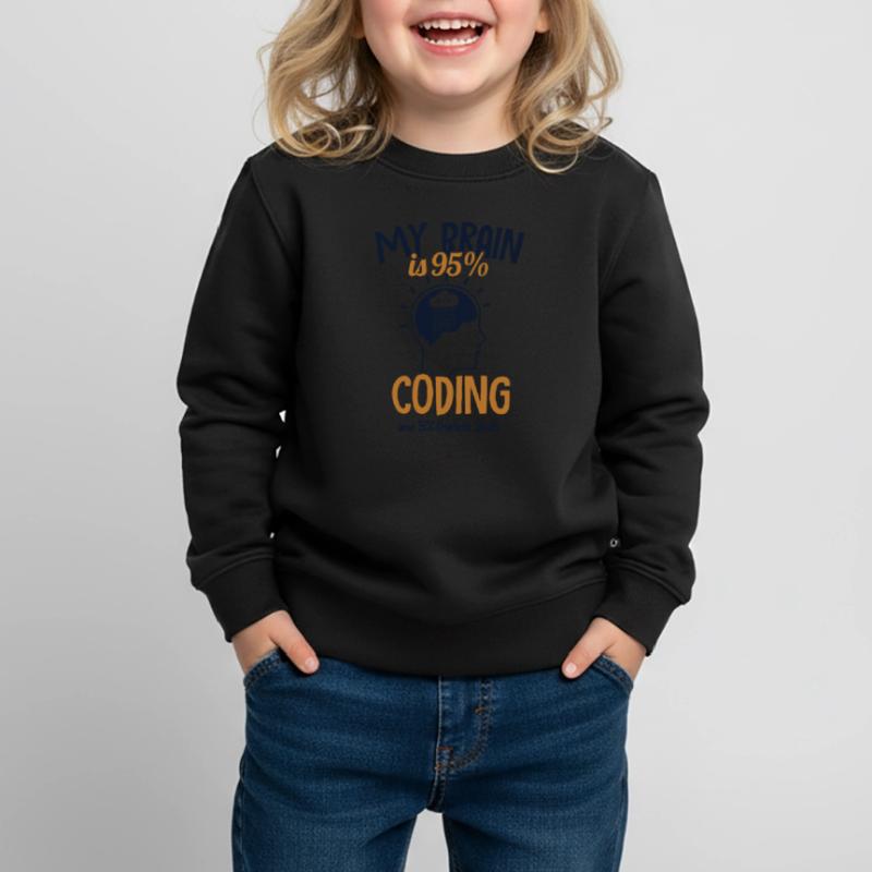My Brain is 95% Coding Full Stack Coder Software Kids Premium Organic Sweatshirt