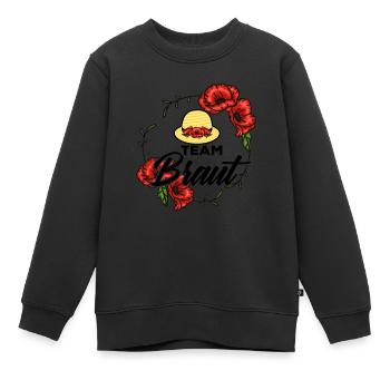 Team Braut Hochzeitsnacht Damenhut Rosenkranz Crew - Kinder Premium Organic Sweatshirt - Schwarz - Vorne - AI Model Kid Female (0cm)