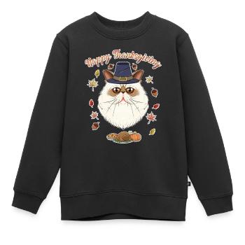Amoureux des chats de l’Himalaya I Joyeux Thanksgiving - Sweat Premium enfant bio - noir - Devant - AI Model Kid Female (0cm)