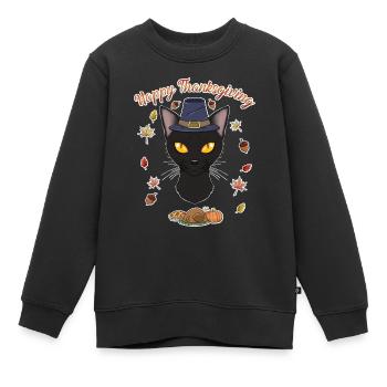 Bombay Cat Lover I Joyeux Thanksgiving - Sweat Premium enfant bio - noir - Devant - AI Model Kid Female (0cm)