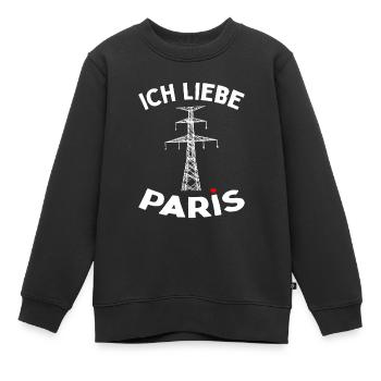 Paris Eiffelturm Strommast Elektriker Satire Liebe - Kinder Premium Organic Sweatshirt - Schwarz - Vorne - AI Model Kid Female (0cm)