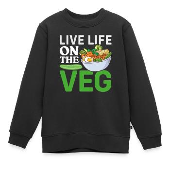 Vegetarian Vegan Vegan Veggie Animal Welfare Vegetables - Kids Premium Organic Sweatshirt - black - Front - AI Model Kid Female (0cm)