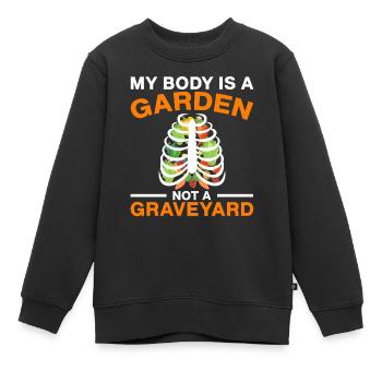Vegetarian Vegan Vegan Veggie Animal Welfare Vegetables - Kids Premium Organic Sweatshirt - black - Front - AI Model Kid Female (0cm)