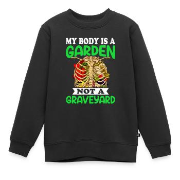 Vegetarian Vegan Vegan Veggie Animal Welfare Vegetables - Kids Premium Organic Sweatshirt - black - Front - AI Model Kid Female (0cm)