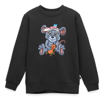 Souris - Sweat Premium enfant bio - noir - Devant - AI Model Kid Female (0cm)