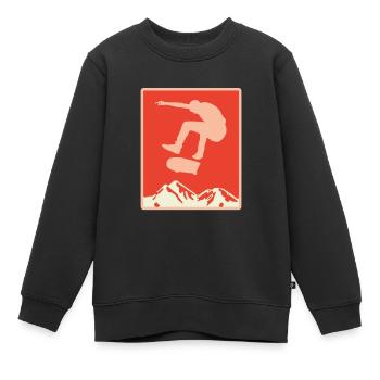 Skater Skateboard Cadeau Halfpipe Sk8 Ollie - Sweat Premium enfant bio - noir - Devant - AI Model Kid Female (0cm)
