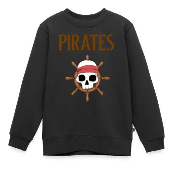 Pirat Piratenschiff Piratenflagge Totenkopf Skull - Kinder Premium Organic Sweatshirt - Schwarz - Vorne - AI Model Kid Female (0cm)