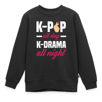 K-Pop K-Drama Musique pop coréenne - Sweat Premium enfant bio - noir - Devant - AI Model Kid Female (0cm)