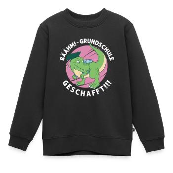 Grundschule geschafft, Schulkind Geschenkidee Dino - Kinder Premium Organic Sweatshirt - Schwarz - Vorne - AI Model Kid Female (0cm)