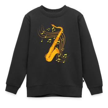 Saxophon Jazz - Kinder Premium Organic Sweatshirt - Schwarz - Vorne - AI Model Kid Female (0cm)