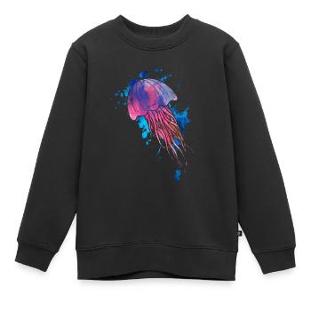 Qualle - Kinder Premium Organic Sweatshirt - Schwarz - Vorne - AI Model Kid Female (0cm)