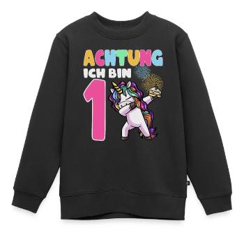 1. Geburtstag Mädchen 1 Jahr Einhorn - Kinder Premium Organic Sweatshirt - Schwarz - Vorne - AI Model Kid Female (0cm)