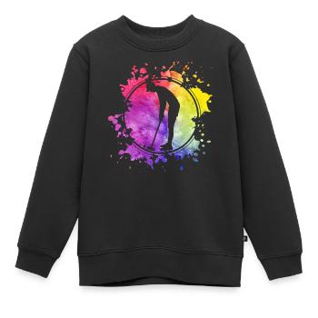 Krocket Retro - Kinder Premium Organic Sweatshirt - Schwarz - Vorne - AI Model Kid Female (0cm)
