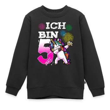 5. Geburtstag Mädchen 5 Jahre Einhorn - Kinder Premium Organic Sweatshirt - Schwarz - Vorne - AI Model Kid Female (0cm)