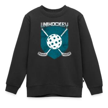 Floorball - Sweat Premium enfant bio - noir - Devant - AI Model Kid Female (0cm)