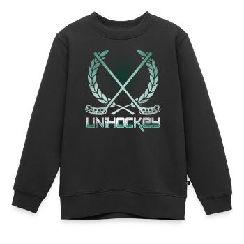 Floorball - Sweat Premium enfant bio - noir - Devant - AI Model Kid Female (0cm)