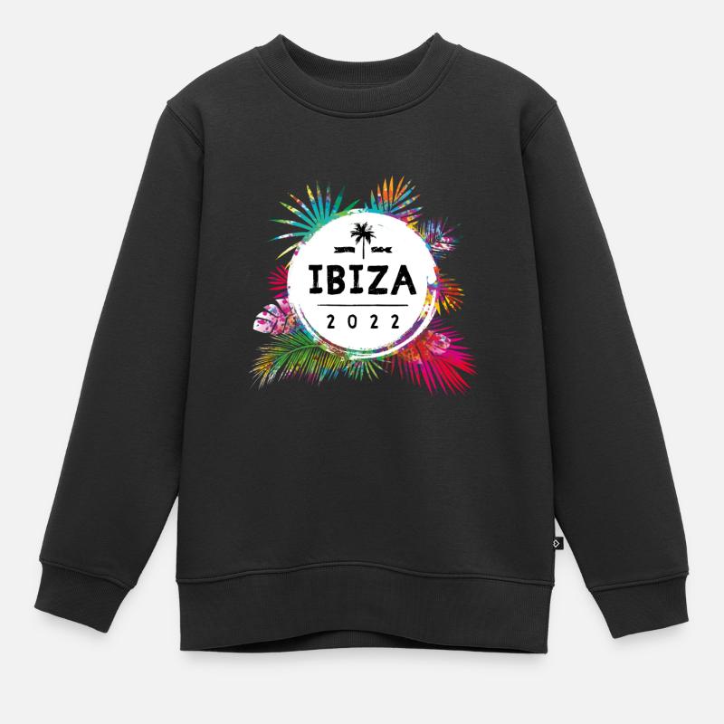 Ibiza 2022 Bunt - Kinder Premium Organic Sweatshirt - Schwarz