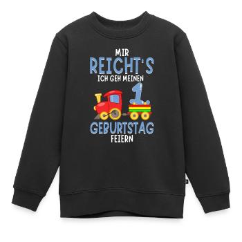 1. Geburtstag Geburtstagsgeschenk mit Eisenbahn - Kinder Premium Organic Sweatshirt - Schwarz - Vorne - AI Model Kid Female (0cm)