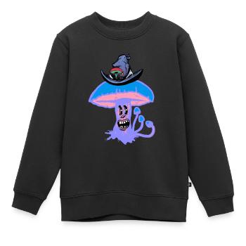 Champignon fantastique Habitant de la forêt Conte de fées Champignons Nature de la forêt - Sweat Premium enfant bio - noir - Devant - AI Model Kid Female (0cm)