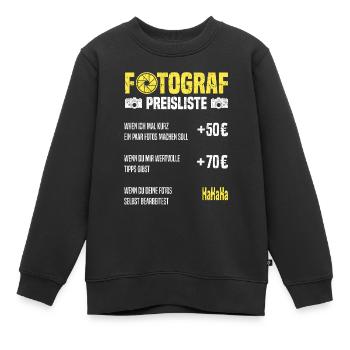 Fotograf Preisliste Fotografen Preisliste Fotograf - Kinder Premium Organic Sweatshirt - Schwarz - Vorne - AI Model Kid Female (0cm)