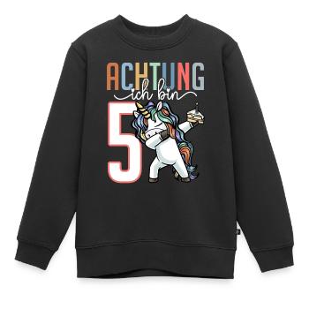 5. Geburtstag Mädchen 5 Jahre Einhorn - Kinder Premium Organic Sweatshirt - Schwarz - Vorne - AI Model Kid Female (0cm)